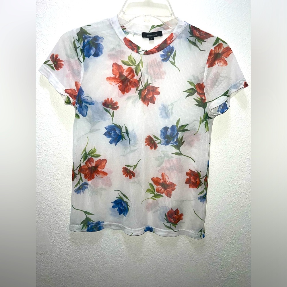 Ambiance Sheer Y2K Top with Flowers